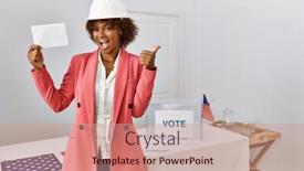  Presentation with political woman - Slides consisting of young-african-american-architect-woman background and a coral colored foreground