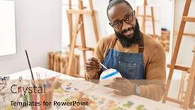  Presentation with art - Presentation featuring young-african-american-artist-man background and a  colored foreground