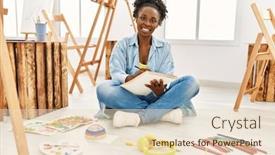  Presentation with african american culture - PPT layouts featuring young-african-american-artist-woman background and a lemonade colored foreground