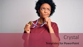  Presentation with african american woman question - Beautiful presentation featuring young-african-american-athlete-woman backdrop and a red colored foreground