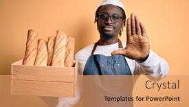  Presentation with defense - Beautiful presentation theme featuring young-african-american-baker-man backdrop and a coral colored foreground