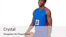  Presentation with basketball blue - Theme enhanced with young african american basketball player background and a white colored foreground