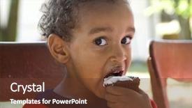  Presentation with birthday boy - Colorful PPT theme enhanced with young african american boy eating birthday cake backdrop and a tawny brown colored foreground
