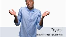  Presentation with african american business - Cool new presentation theme with young african american business man backdrop and a teal colored foreground