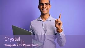  Presentation with purple business - Slides enhanced with young-african-american-business-man background and a violet colored foreground