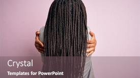  Presentation with business pink - Cool new slide set with young-african-american-business-woman backdrop and a violet colored foreground