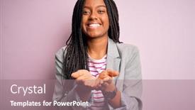  Presentation with pink business - Audience pleasing presentation theme consisting of young-african-american-business-woman backdrop and a coral colored foreground