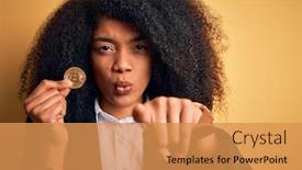  Presentation with african american business - PPT theme consisting of young-african-american-business-woman background and a gold colored foreground