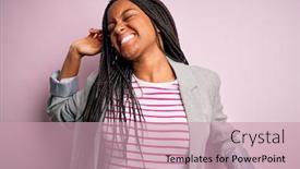  Presentation with pink business - Presentation theme featuring young-african-american-business-woman background and a coral colored foreground
