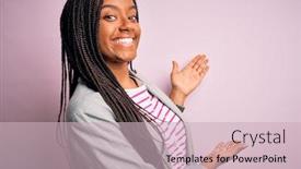  Presentation with pink business - Cool new presentation theme with young-african-american-business-woman backdrop and a soft green colored foreground