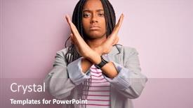  Presentation with pink business - Colorful slide set enhanced with young-african-american-business-woman backdrop and a coral colored foreground