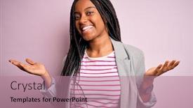  Presentation with african american business - Amazing PPT theme having young-african-american-business-woman backdrop and a coral colored foreground