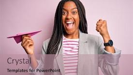  Presentation with proud american - Beautiful slides featuring young-african-american-business-woman backdrop and a coral colored foreground