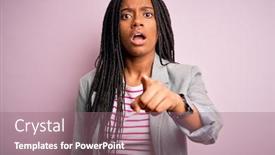  Presentation with pink business - PPT theme with young-african-american-business-woman background and a coral colored foreground