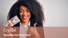  Presentation with cash - Cool new PPT layouts with young-african-american-business-woman backdrop and a coral colored foreground