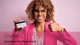  Presentation with identification card - Presentation theme enhanced with young-african-american-business-woman background and a red colored foreground
