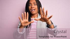  Presentation with business pink - Slide set with young-african-american-business-woman background and a coral colored foreground
