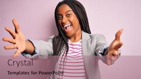  Presentation with business pink - Presentation design featuring young-african-american-business-woman background and a coral colored foreground