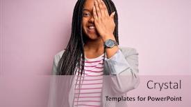  Presentation with african american business - Cool new slide set with young-african-american-business-woman backdrop and a soft green colored foreground