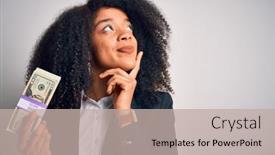  Presentation with african american woman question - Audience pleasing slide deck consisting of young-african-american-business-woman backdrop and a mint green colored foreground
