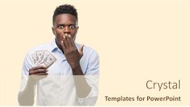  Presentation with shame - Presentation theme consisting of young african american businessman holding dollars cover mouth with hand shocked with shame for mistake expression of fear scared in silence secret concept background and a cream colored foreground