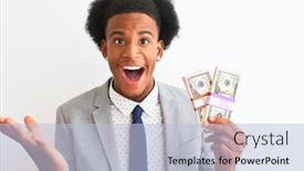  Presentation with hands holding - Slide deck consisting of young-african-american-businessman-holding background and a light blue colored foreground