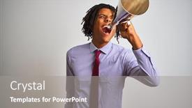  Presentation with american - Amazing presentation design having young-african-american-businessman-screaming backdrop and a gray colored foreground