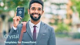  Presentation with states - Beautiful slides featuring young-african-american-businessman-smiling backdrop and a ocean colored foreground