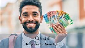  Presentation with australian - Colorful PPT layouts enhanced with young-african-american-businessman-smiling backdrop and a light blue colored foreground