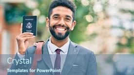  Presentation with united states - Colorful slides enhanced with young-african-american-businessman-smiling backdrop and a ocean colored foreground
