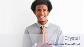 Presentation with praying hands - Cool new PPT theme with young-african-american-businessman-wearing backdrop and a sky blue colored foreground