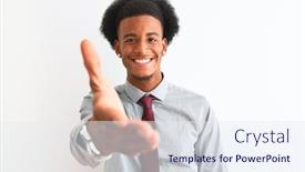  Presentation with african american in computer class business - Audience pleasing PPT theme consisting of young-african-american-businessman-wearing backdrop and a sky blue colored foreground