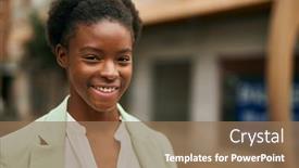  Presentation with african american - Audience pleasing slide set consisting of young-african-american-businesswoman-smiling backdrop and a coral colored foreground