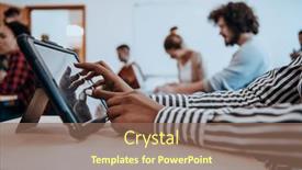  Presentation with african american startup - Slides featuring young-african-american-businesswoman-talking background and a violet colored foreground