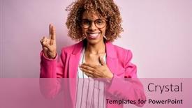 Presentation with chest - Presentation theme having young-african-american-businesswoman-wearing background and a coral colored foreground