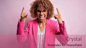  Presentation with rock star - Cool new PPT theme with young-african-american-businesswoman-wearing backdrop and a coral colored foreground