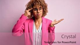  Presentation with think - Presentation theme with young-african-american-businesswoman-wearing background and a coral colored foreground