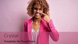  Presentation with pink beauty - Presentation design having young-african-american-businesswoman-wearing background and a violet colored foreground