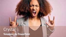  Presentation with elegant star - PPT theme enhanced with young-african-american-businesswoman background and a coral colored foreground