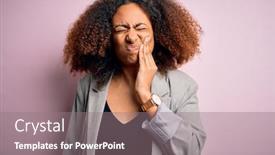  Presentation with african american dental - Amazing PPT theme having young-african-american-businesswoman backdrop and a gray colored foreground