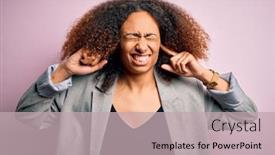  Presentation with noise - Presentation theme featuring young-african-american-businesswoman background and a soft green colored foreground