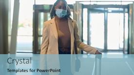  Presentation with suitcase - PPT layouts consisting of young-african-american-businesswoman background and a light blue colored foreground