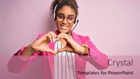  Presentation with american heart - Colorful presentation enhanced with young-african-american-call-center backdrop and a coral colored foreground
