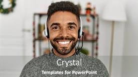  Presentation with call center - Slides with young-african-american-call-center background and a gray colored foreground