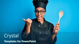  Presentation with chef - Slide deck enhanced with young-african-american-chef-girl background and a ocean colored foreground