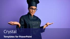  Presentation with comparison - Audience pleasing PPT theme consisting of young-african-american-chef-girl backdrop and a navy blue colored foreground
