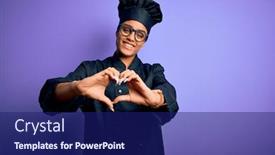  Presentation with purple heart - Amazing presentation design having young-african-american-chef-girl backdrop and a navy blue colored foreground