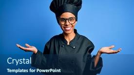  Presentation with comparison - Amazing slides having young-african-american-chef-woman backdrop and a ocean colored foreground