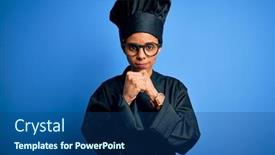  Presentation with fight - Amazing theme having young-african-american-chef-woman backdrop and a ocean colored foreground