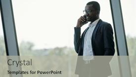  Presentation with executive - PPT layouts featuring young-african-american-chief-executive background and a  colored foreground